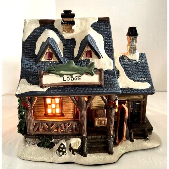 Decorative Outfit Country Hunting Lodge 3D Lighted Log Cabin Christmas Train Set - Picture 2 of 13
